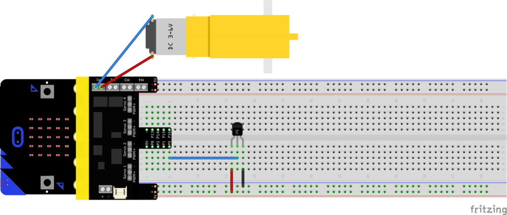 DC motor og temperatursensor